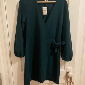Madewell Long Sleeve Faux Wrap Mini Dress